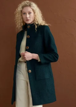 bonprix Bekleidung·Hosen|Nachhaltigere Materialien|Bouclé-Mantel mit Taschen petrolgrün