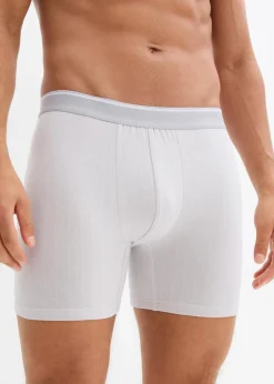bonprix Boxershorts|Große Größen|Boxershorts eng (3er Pack) mattsilber+grau+schiefergrau+wollweiß gestreift