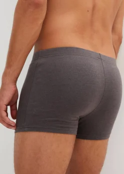 bonprix Wäsche|Große Größen|Boxershorts eng mit Baumwolle (3er Pack) anthrazit meliert + grau meliert