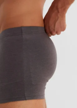 bonprix Wäsche|Große Größen|Boxershorts eng mit Baumwolle (3er Pack) anthrazit meliert + grau meliert