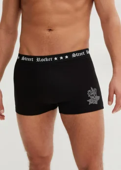 bonprix Boxershorts|Große Größen|Boxershorts eng mit Baumwolle (3er Pack) schwarz bedruckt