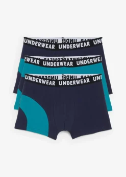 bonprix Wäsche|Große Größen|Boxershorts eng mit Baumwolle (3er Pack) dunkelblau+kobalttürkis