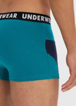 bonprix Wäsche|Große Größen|Boxershorts eng mit Baumwolle (3er Pack) dunkelblau+kobalttürkis