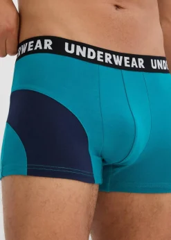 bonprix Wäsche|Große Größen|Boxershorts eng mit Baumwolle (3er Pack) dunkelblau+kobalttürkis