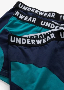 bonprix Wäsche|Große Größen|Boxershorts eng mit Baumwolle (3er Pack) dunkelblau+kobalttürkis