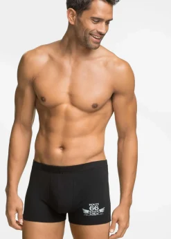 bonprix Boxershorts|Große Größen|Boxershorts eng mit Baumwolle (3er Pack) schwarz + silbergrau