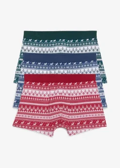 bonprix Boxershorts|Große Größen|Boxershorts eng mit Baumwolle (3er Pack) tiefgrün+dunkelrot+tiefblau bedruckt