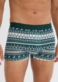 bonprix Boxershorts|Große Größen|Boxershorts eng mit Baumwolle (3er Pack) tiefgrün+dunkelrot+tiefblau bedruckt