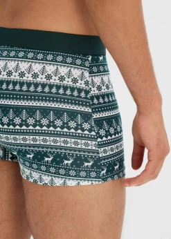 bonprix Boxershorts|Große Größen|Boxershorts eng mit Baumwolle (3er Pack) tiefgrün+dunkelrot+tiefblau bedruckt