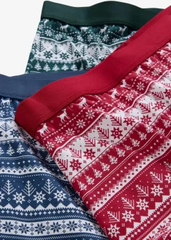 bonprix Boxershorts|Große Größen|Boxershorts eng mit Baumwolle (3er Pack) tiefgrün+dunkelrot+tiefblau bedruckt