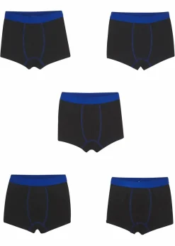 bonprix Mehrfachpacks|Jungen·Unterwäsche|Boxershorts mit weicher Baumwolle (5er-Pack) schwarz