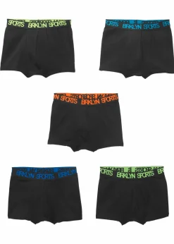bonprix Mehrfachpacks|Jungen·Unterwäsche|Boxershorts mit weicher Baumwolle (5er-Pack) schwarz bedruckt