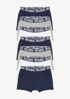 bonprix Mehrfachpacks|Jungen·Unterwäsche|Boxershorts mit weicher Baumwolle (7er Pack) weiß+hellgrau meliert+dunkelblau