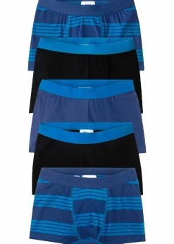 bonprix Mehrfachpacks|Jungen·Unterwäsche|Boxershorts mit weicher Baumwolle (5er Pack) azurblau/mitternachtsblau/schwarz