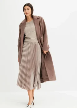 bonprix Pullover & Strickjacken|Bekleidung·Jeans|Boxy-Pullover mit Pailletten naturstein meliert