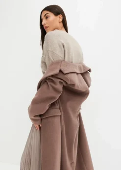 bonprix Pullover & Strickjacken|Bekleidung·Jeans|Boxy-Pullover mit Pailletten naturstein meliert