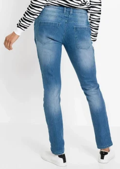 bonprix Bekleidung·Shirts & Tops|Nachhaltigere Materialien|Boyfriend Jeans Mid Waist blau denim
