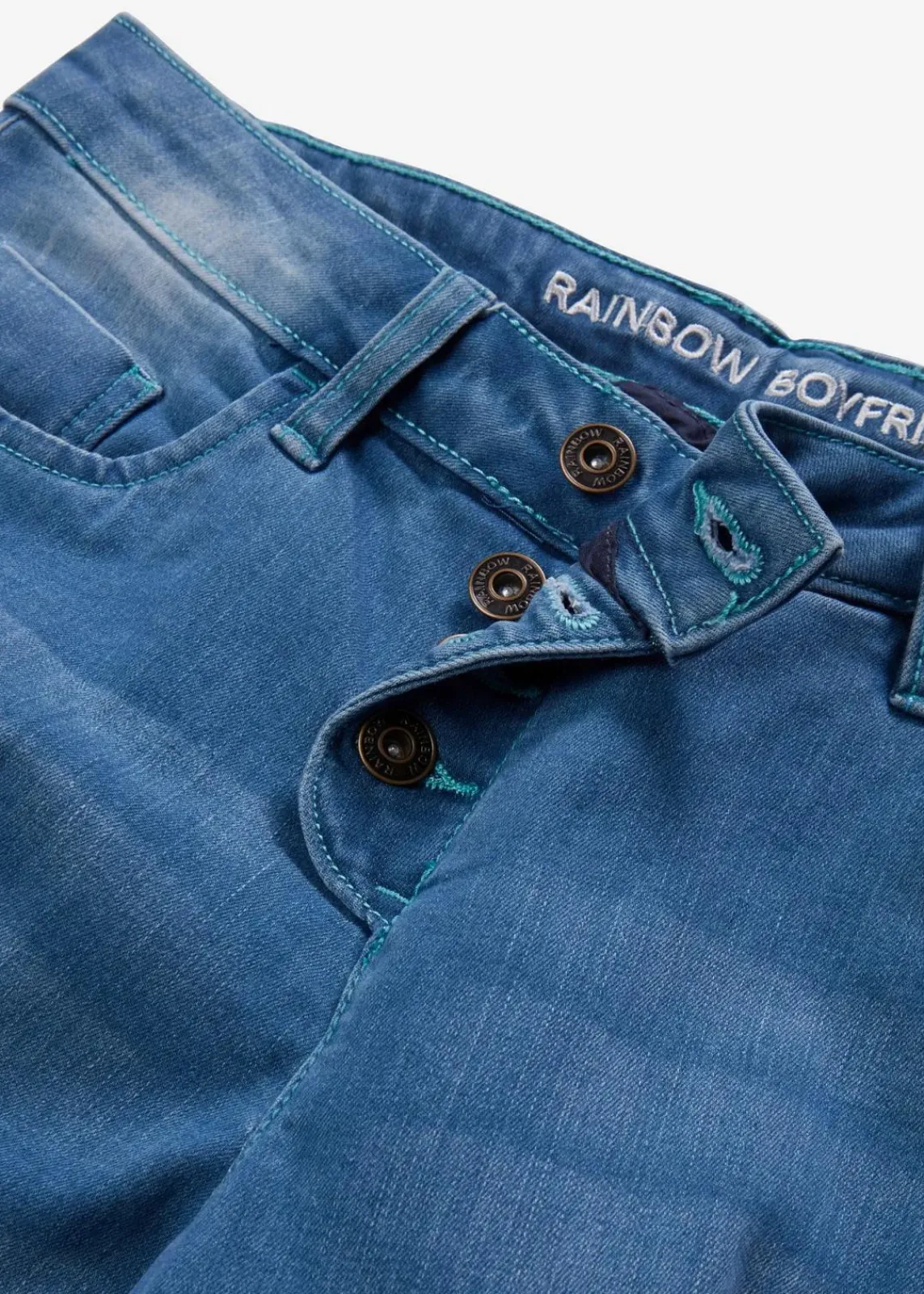 bonprix Bekleidung·Shirts & Tops|Nachhaltigere Materialien|Boyfriend Jeans Mid Waist blau denim