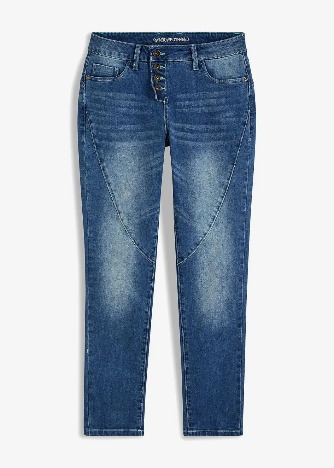 bonprix Bekleidung·Shirts & Tops|Jeans|Boyfriend-Jeans dunkelblau denim used