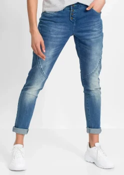 bonprix Bekleidung·Shirts & Tops|Jeans|Boyfriend-Jeans dunkelblau denim used