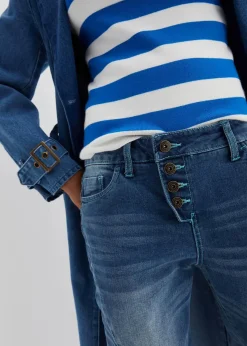 bonprix Bekleidung·Shirts & Tops|Jeans|Boyfriend-Jeans dunkelblau denim used
