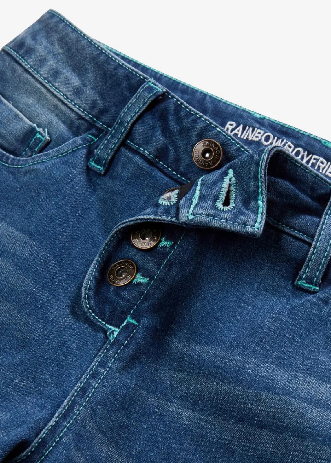 bonprix Bekleidung·Shirts & Tops|Jeans|Boyfriend-Jeans dunkelblau denim used