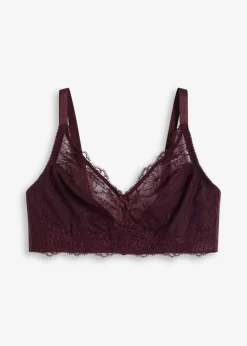bonprix Große Cups D-H|Nachhaltigere Materialien|Bralette mit Stickerei weinrot