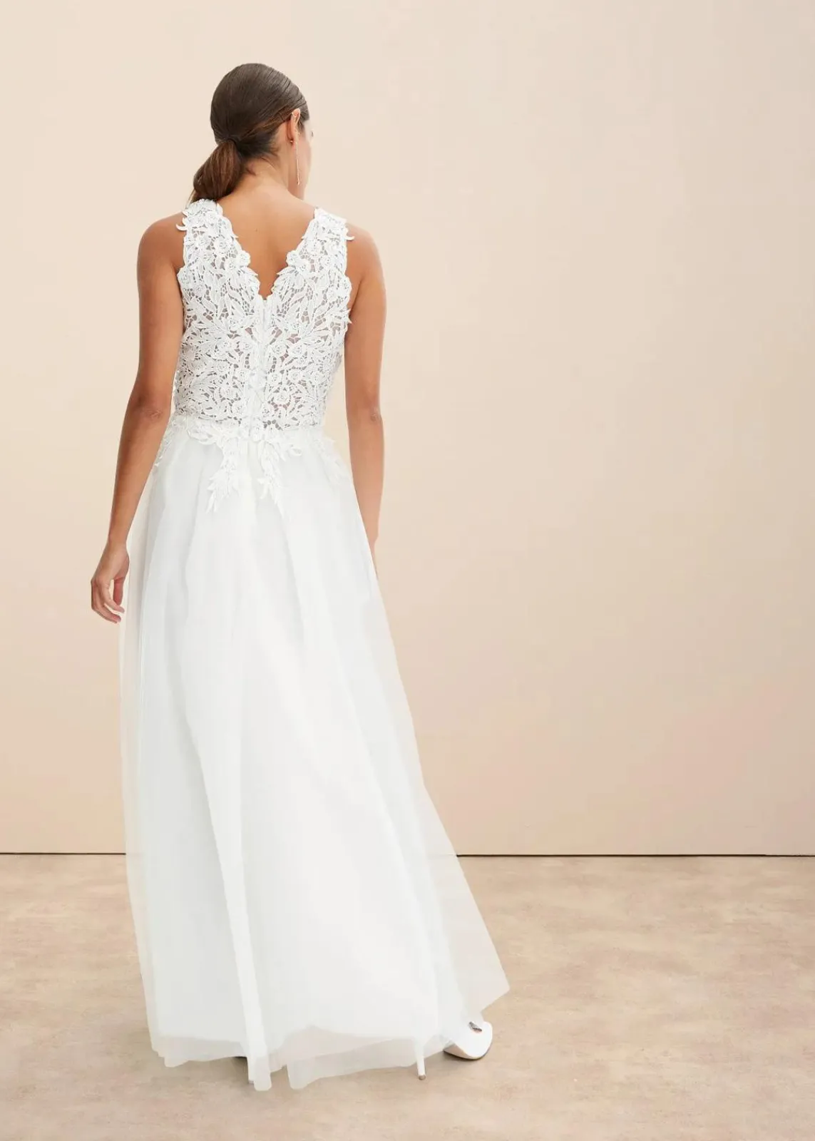 bonprix Kurzgrößen|Bekleidung·Pullover & Strickjacken|Brautkleid aus Tüll und Spitze