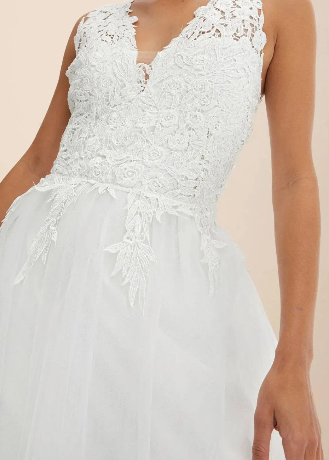 bonprix Kurzgrößen|Bekleidung·Pullover & Strickjacken|Brautkleid aus Tüll und Spitze