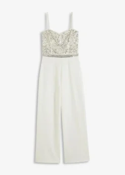 Braut-Overall aus strukturiertem Crepe mit Perlenstickerei|bonprix New