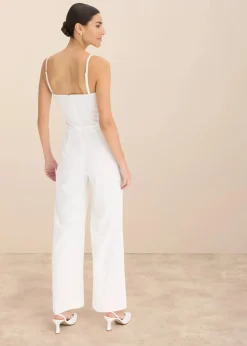 Braut-Overall aus strukturiertem Crepe mit Perlenstickerei|bonprix New