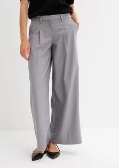 bonprix Hosen|Bekleidung·Kleider|Bundfaltenhose hellgrau meliert