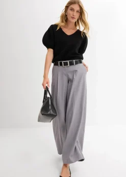 bonprix Hosen|Bekleidung·Kleider|Bundfaltenhose hellgrau meliert