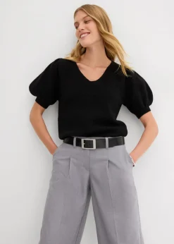 bonprix Hosen|Bekleidung·Kleider|Bundfaltenhose hellgrau meliert