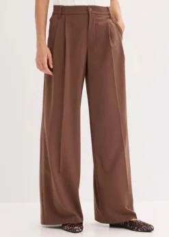 bonprix Bekleidung·Kleider|Hosen|Bundfaltenhose aus fließendem Viskose-Mix braun