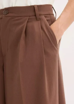 bonprix Bekleidung·Kleider|Hosen|Bundfaltenhose aus fließendem Viskose-Mix braun