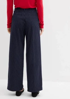 bonprix Bekleidung·Kleider|Zweiteiler & Sets|Bundfaltenhose aus Viskose-Mix dunkelblau/weiß längs gestreift