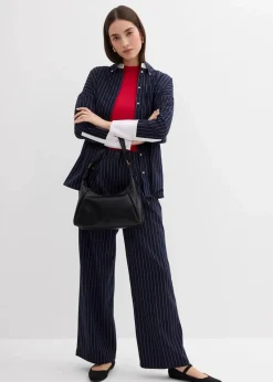 bonprix Bekleidung·Kleider|Zweiteiler & Sets|Bundfaltenhose aus Viskose-Mix dunkelblau/weiß längs gestreift