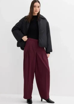 bonprix Bekleidung·Kleider|Hosen|Bundfaltenhose mit Bequembund und Schlitz weinrot
