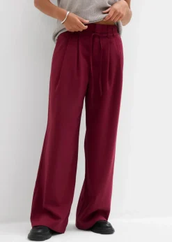 bonprix Bekleidung·Kleider|Hosen|Bundfaltenhose mit Bindeband dunkelbeere