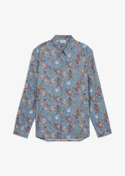 bonprix Hemden|Große Größen|Business-Hemd aus reiner Baumwolle, Slim Fit wellenblau paisley