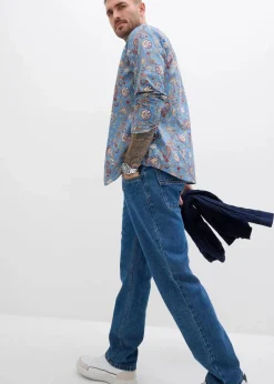 bonprix Hemden|Große Größen|Business-Hemd aus reiner Baumwolle, Slim Fit wellenblau paisley