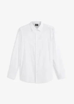 bonprix Hemden|Große Größen|Business-Hemd mit Stretch, Slim Fit weiß
