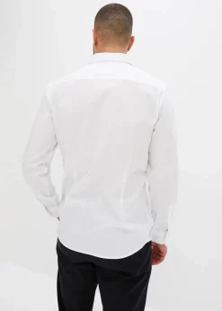 bonprix Hemden|Große Größen|Business-Hemd mit Stretch, Slim Fit weiß