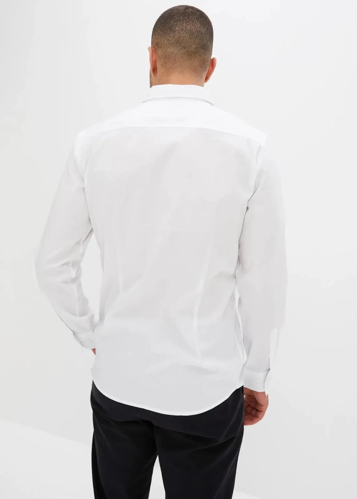 bonprix Hemden|Große Größen|Business-Hemd mit Stretch, Slim Fit weiß