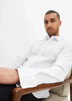 bonprix Hemden|Große Größen|Business-Hemd mit Stretch, Slim Fit weiß
