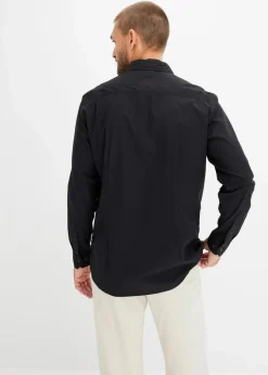 bonprix Hemden|Große Größen|Business-Hemd mit Stretch, Regular Fit schwarz