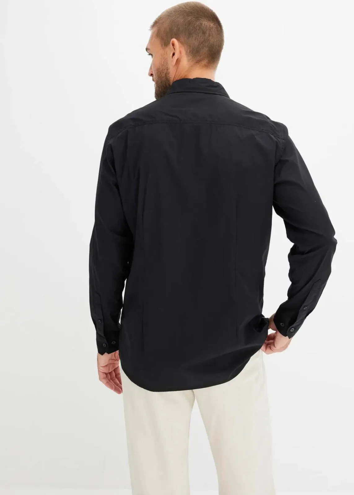 bonprix Hemden|Große Größen|Business-Hemd mit Stretch, Regular Fit schwarz