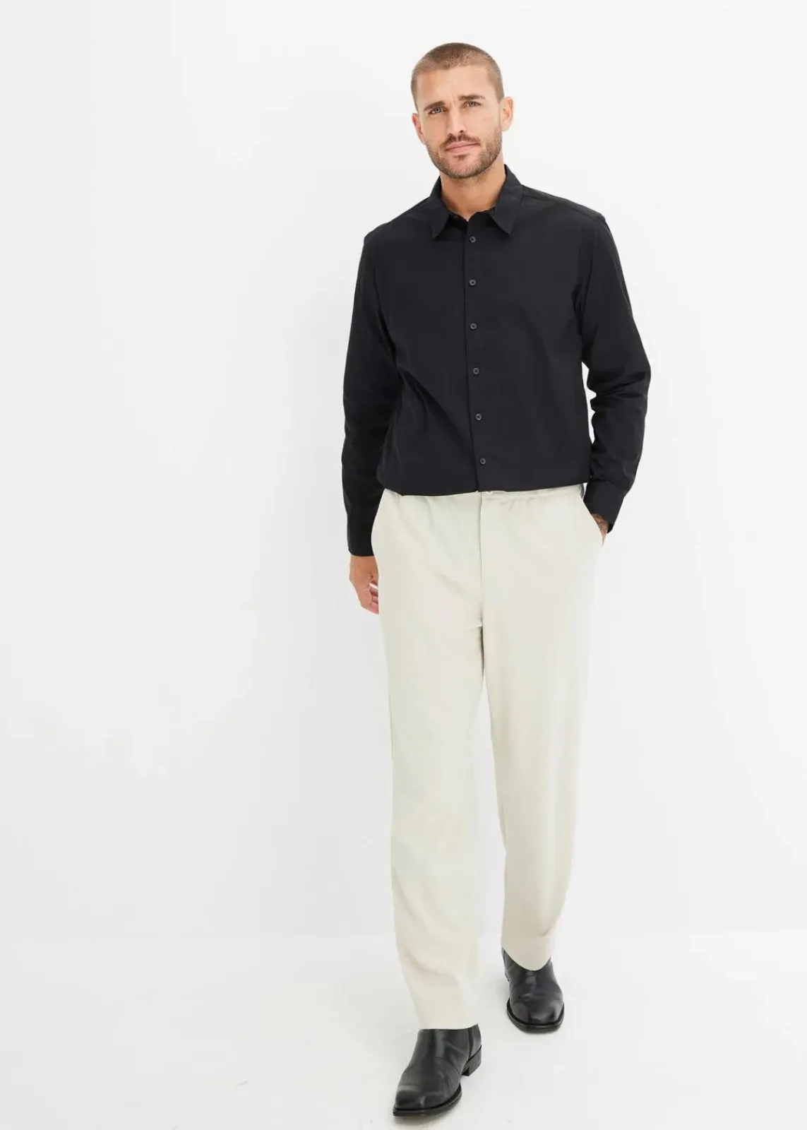 bonprix Hemden|Große Größen|Business-Hemd mit Stretch, Regular Fit schwarz