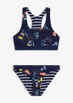 bonprix Nachhaltigere Materialien|Bikinis|Bustier Bikini zum Wenden (2-tgl. Set) blau gemustert